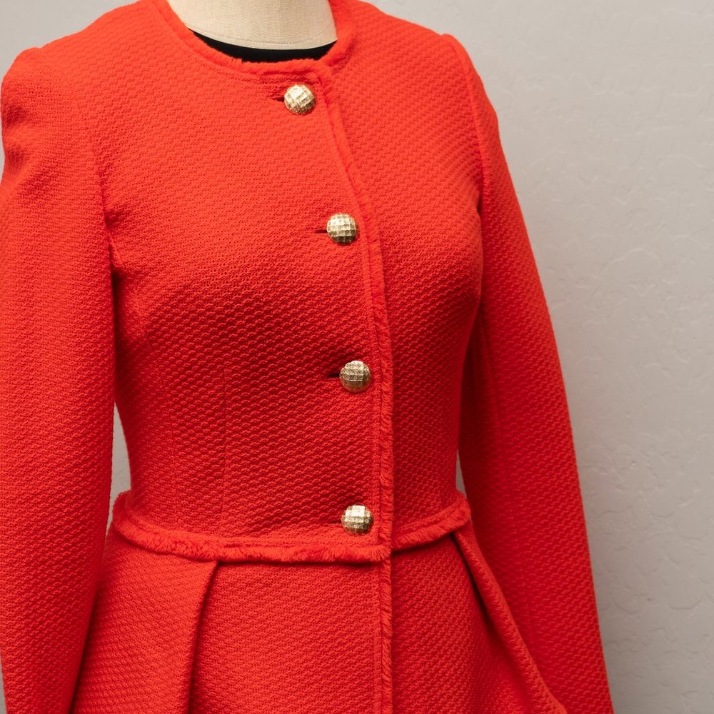 St. John Couture Size 0 Orange Red blazer with Gold Button Details